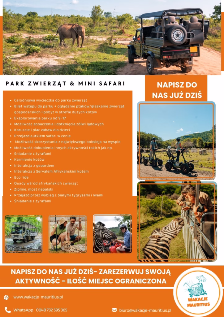 Ekscytująca wycieczka do parku zwierząt w Mauritiusie z atrakcjami dla całej rodziny.