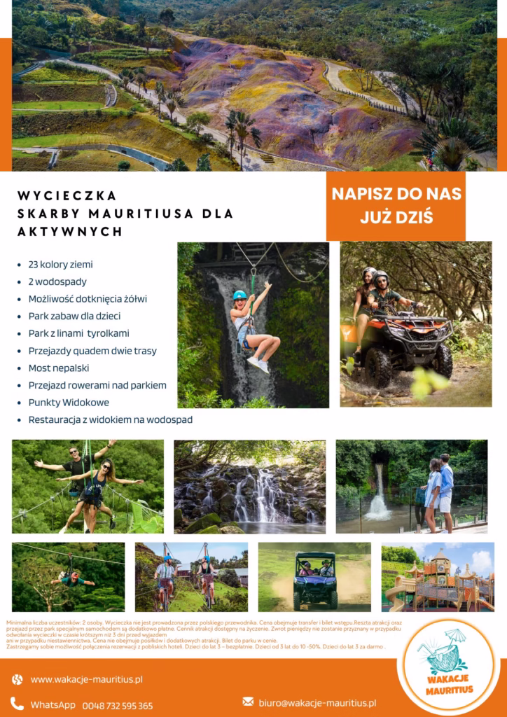 Odkryj skarby Mauritiusa z dziećmi, w tym kolorowe ziemie, wodospady i park zabaw.